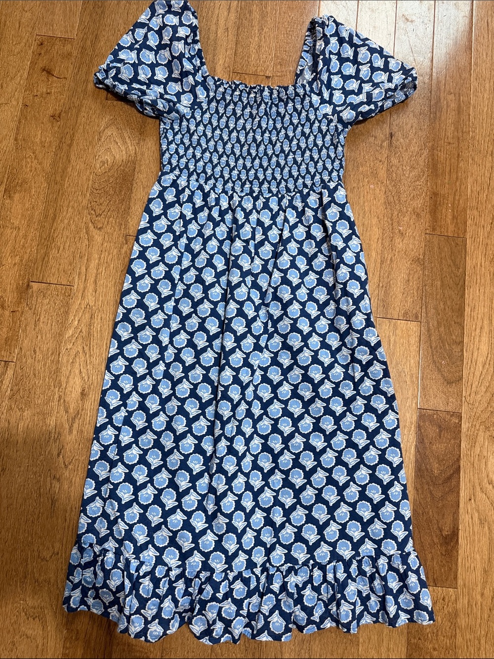 J. Crew Navy and Light Blue Floral Maxi Dress - Size M